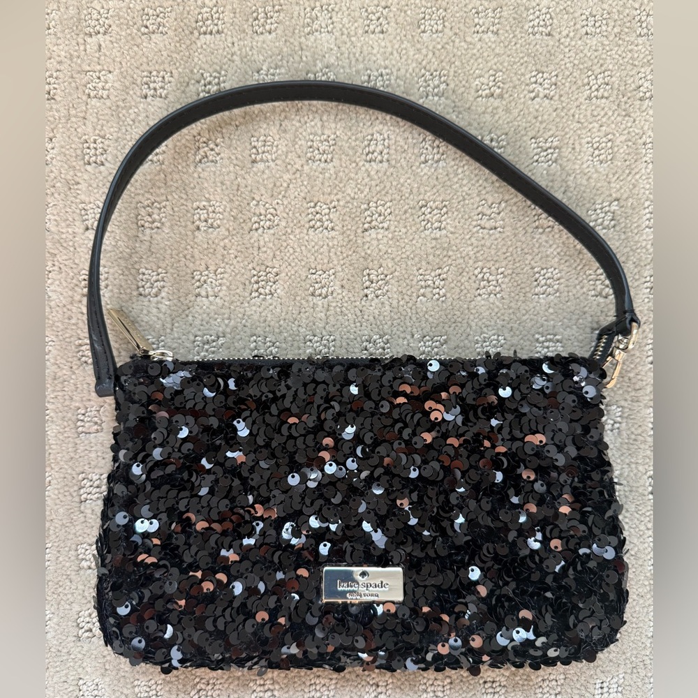 Kate Spade Black and Silver Sequin Shoulder Bag